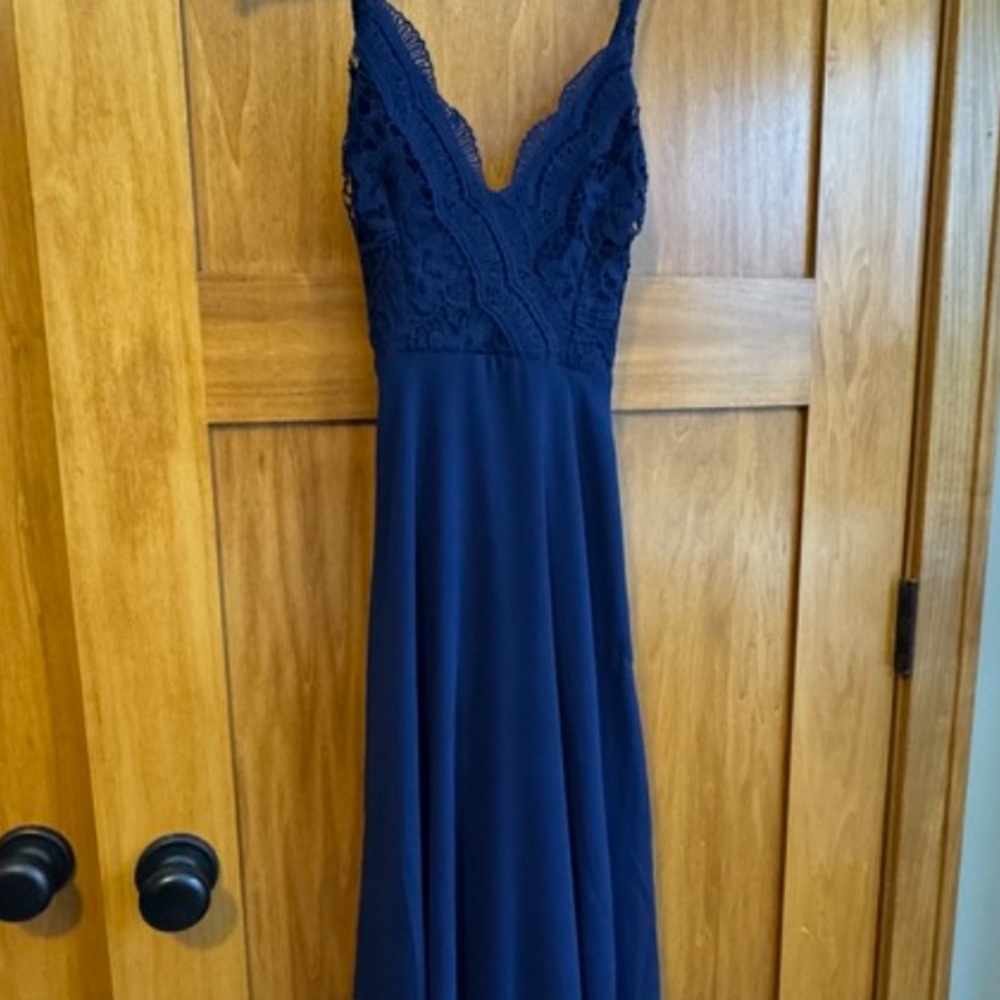 Blue Maxi Sundress with Plunge Neckline for Cocktail